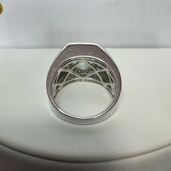 925 Green Spinel Men’s Ring - Picture 11 of 12